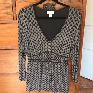 Navy and cream loft long sleeve top